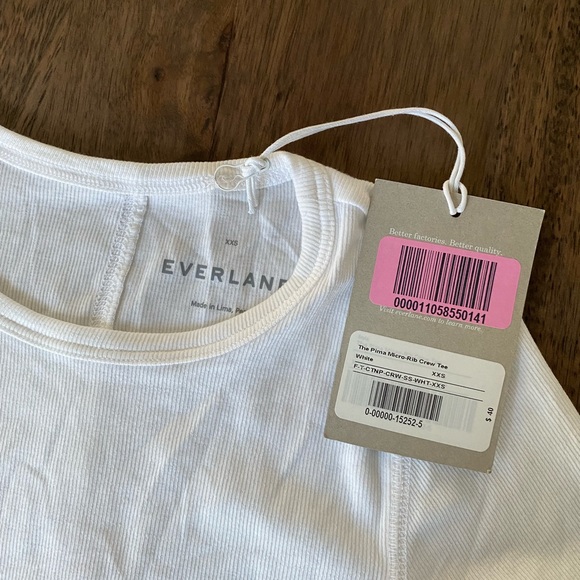 Everlane The Pima Micro-Rib Crew Tee in White NWT - Picture 7 of 7